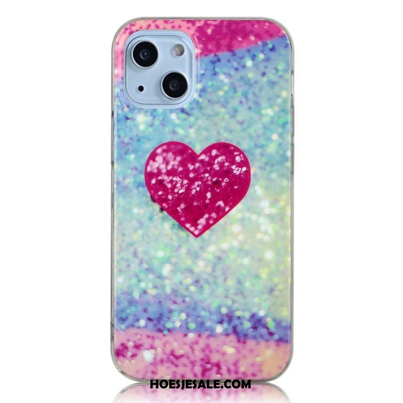 Hoesje voor iPhone 14 Glitter Hart