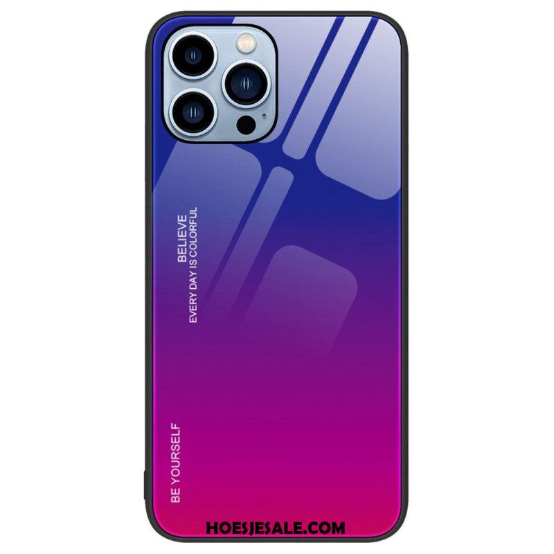 Hoesje voor iPhone 14 Pro Gehard Glas Wees Jezelf