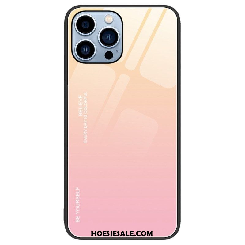 Hoesje voor iPhone 14 Pro Gehard Glas Wees Jezelf