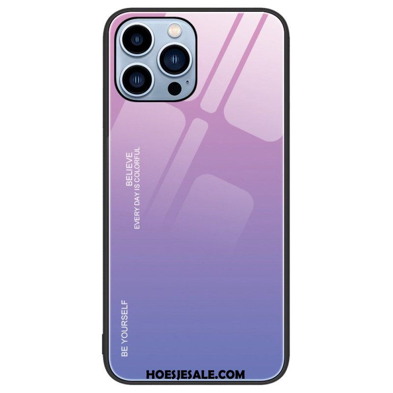 Hoesje voor iPhone 14 Pro Gehard Glas Wees Jezelf