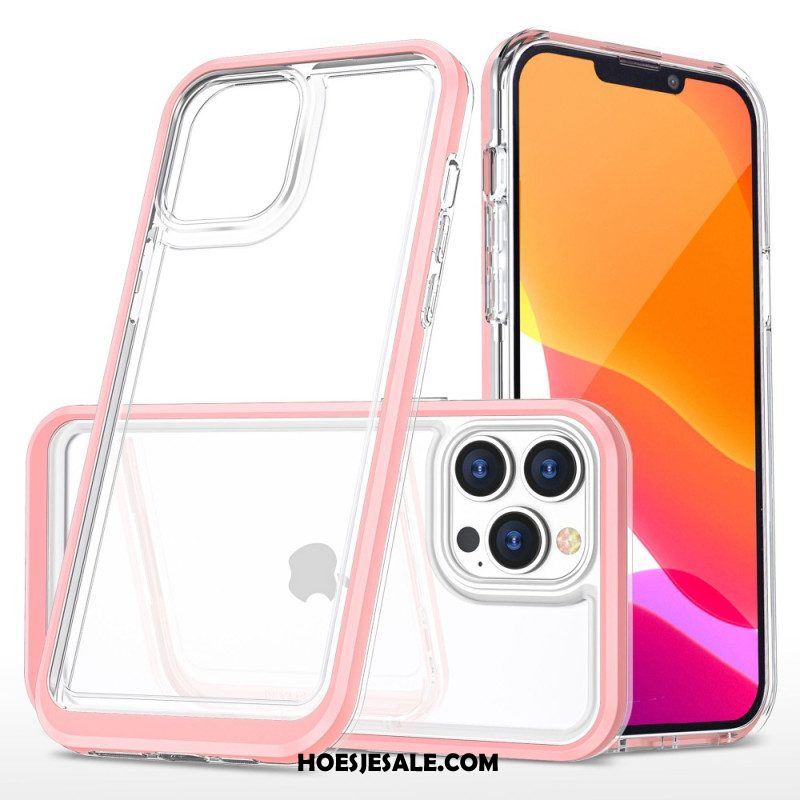 Hoesje voor iPhone 14 Pro Kristal Gekleurde Randen