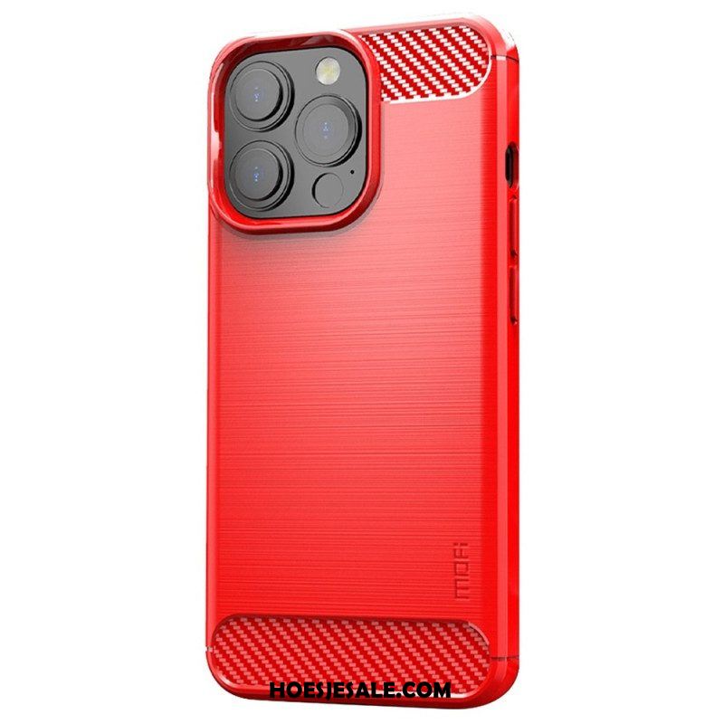 Hoesje voor iPhone 14 Pro Max Mofi Geborsteld Koolstofvezel