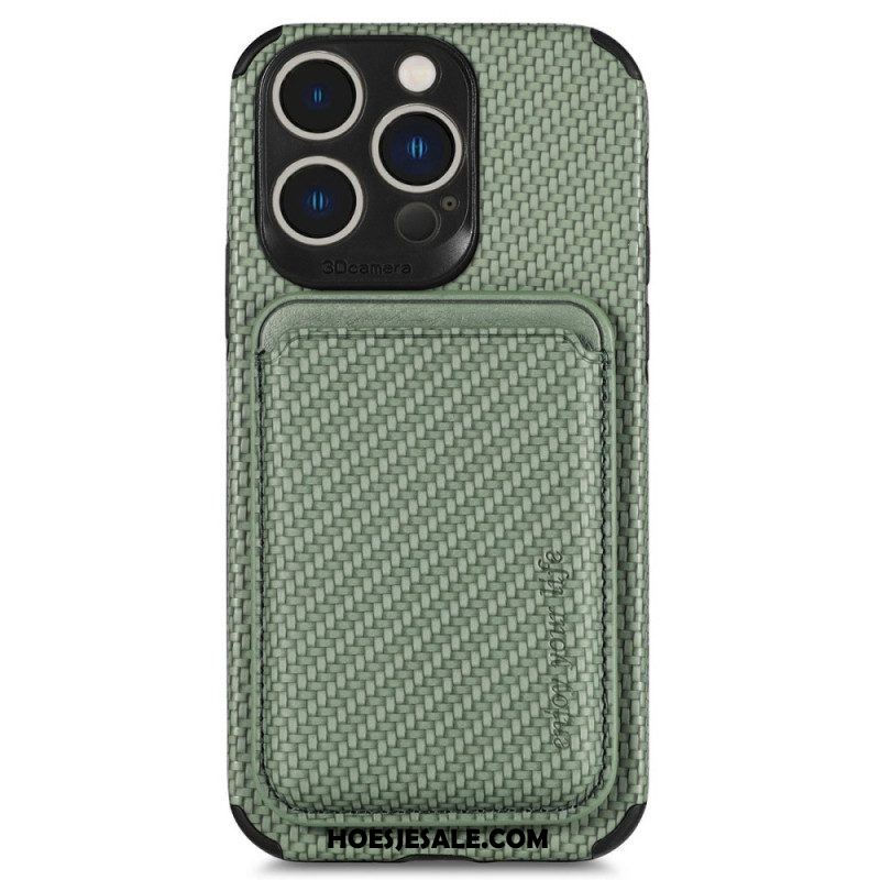 Hoesje voor iPhone 14 Pro Portemonnee Leren Koolstofvezel En Magnetische Portemonnee