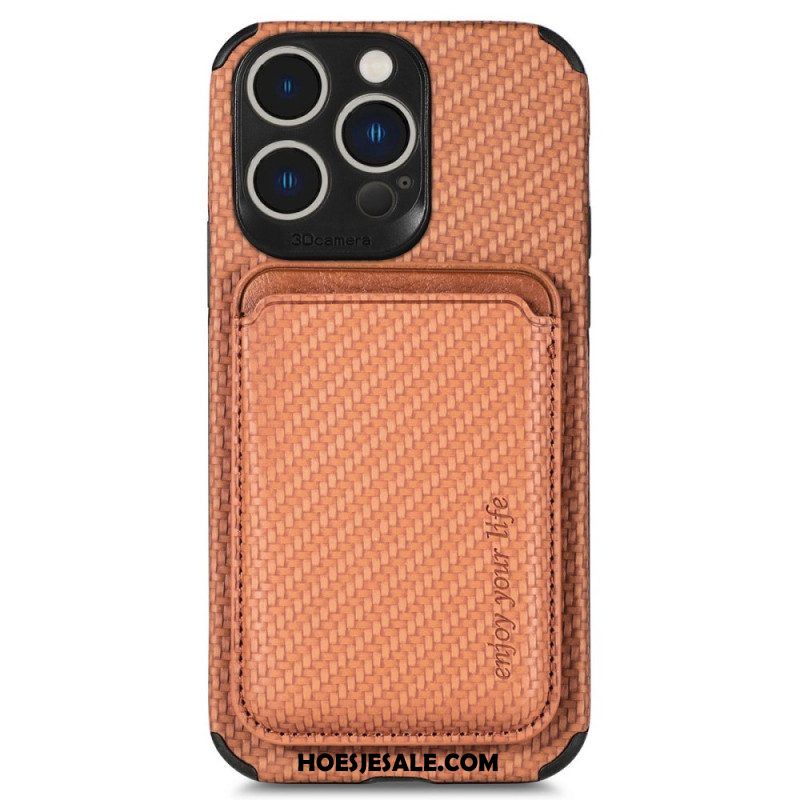 Hoesje voor iPhone 14 Pro Portemonnee Leren Koolstofvezel En Magnetische Portemonnee