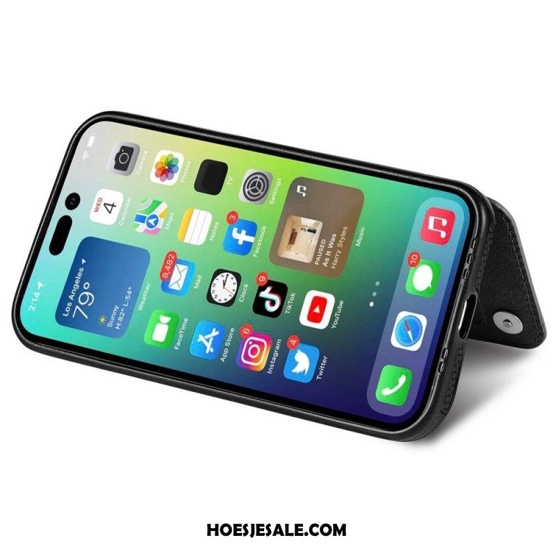 Hoesje voor iPhone 14 Pro Portemonnee Leren Portemonnee En Standaard Van Koolstofvezel