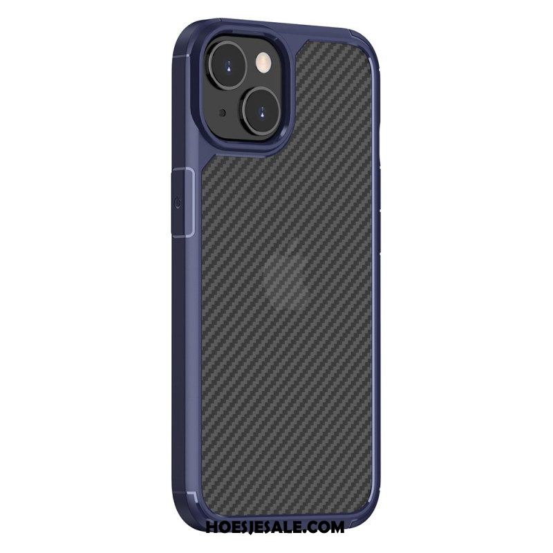 Hoesje voor iPhone 14 Transparante Koolstofvezel