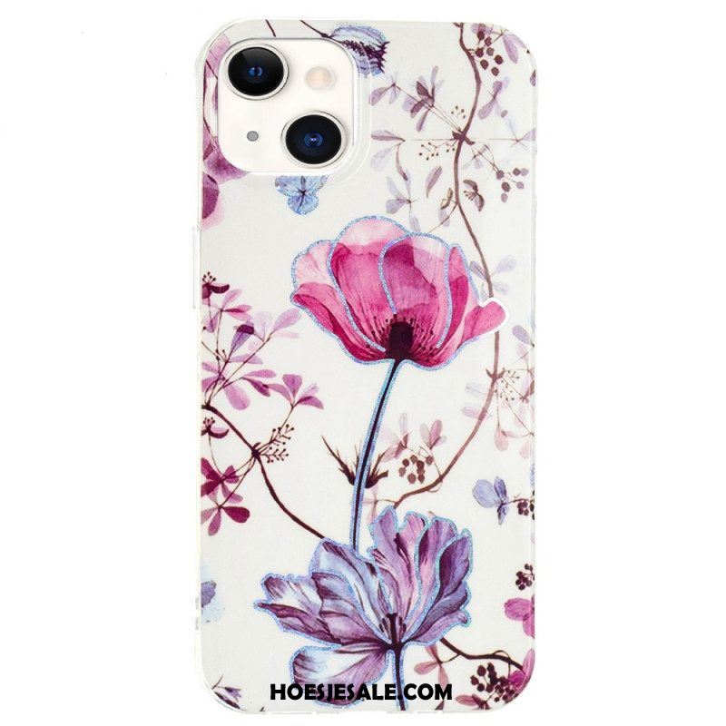 Hoesje voor iPhone 15 Plus Bloemenmarmer