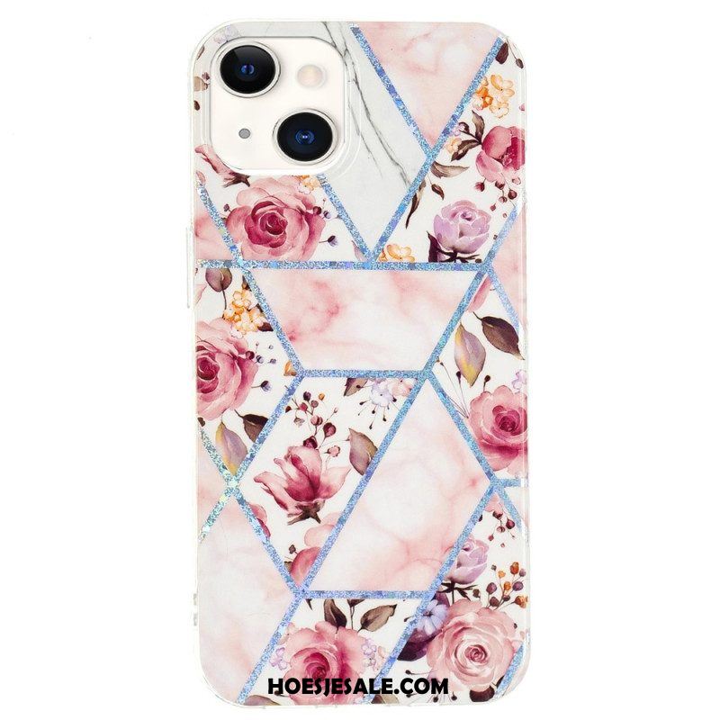 Hoesje voor iPhone 15 Plus Bloemenmarmer