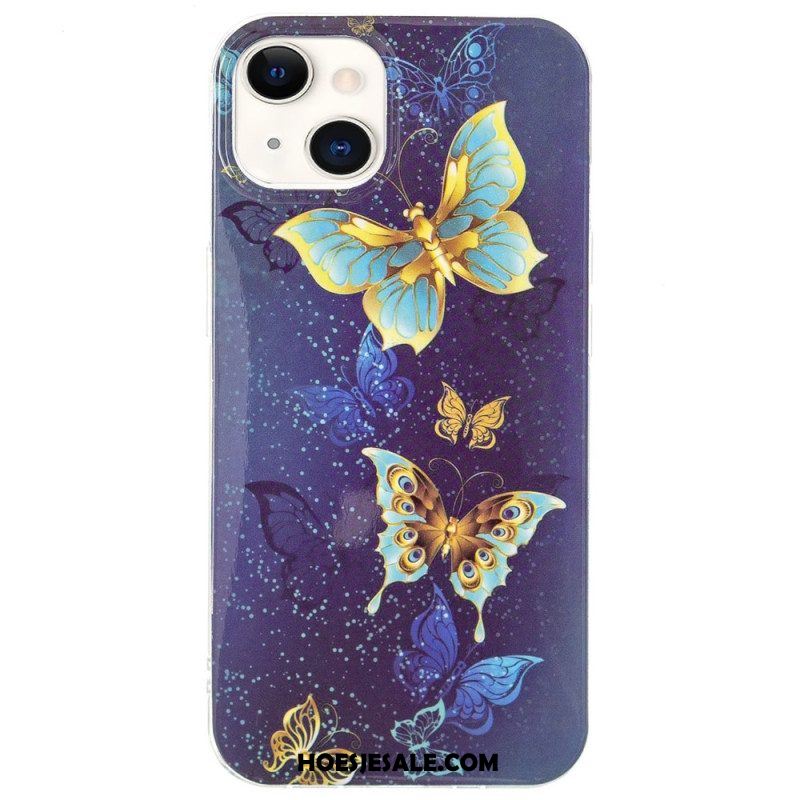 Hoesje voor iPhone 15 Plus Fluorescerende Vlinders