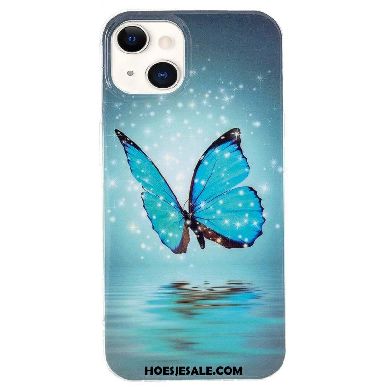 Hoesje voor iPhone 15 Plus Fluorescerende Vlinders