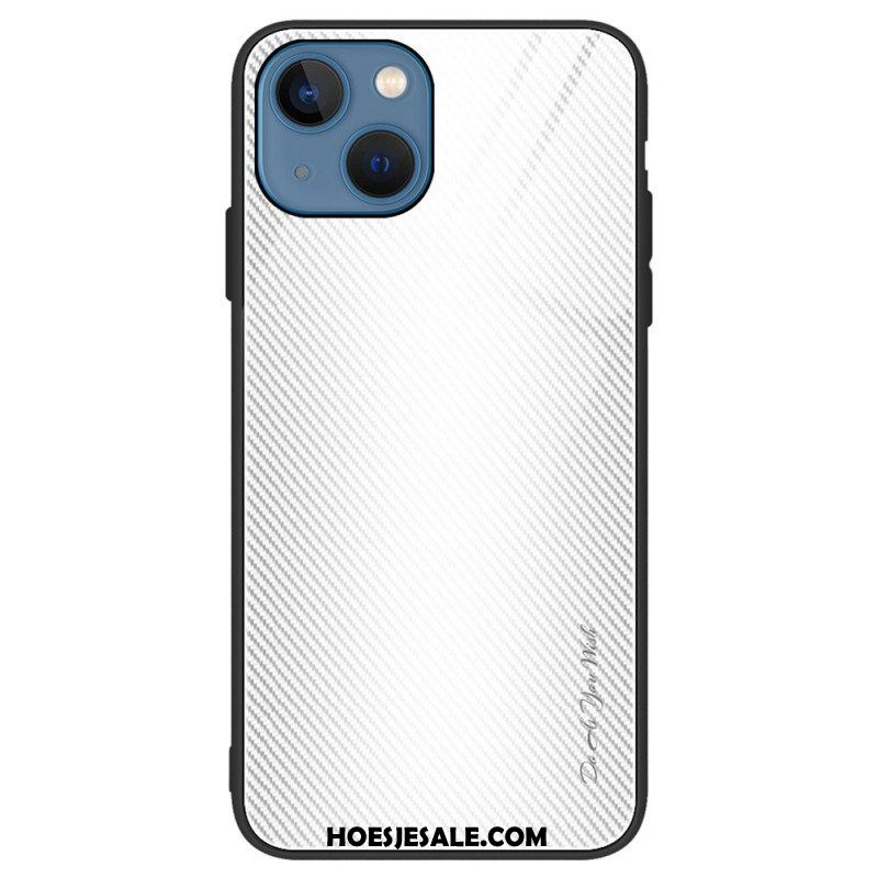 Hoesje voor iPhone 15 Plus Koolstofvezel Gehard Glas