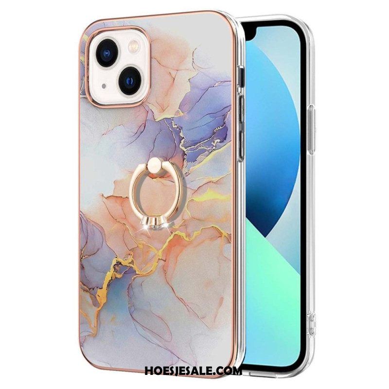 Hoesje voor iPhone 15 Plus Marmeren Steunring