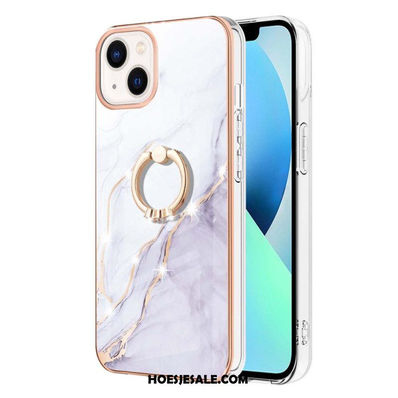 Hoesje voor iPhone 15 Plus Marmeren Stijl Met Steunring