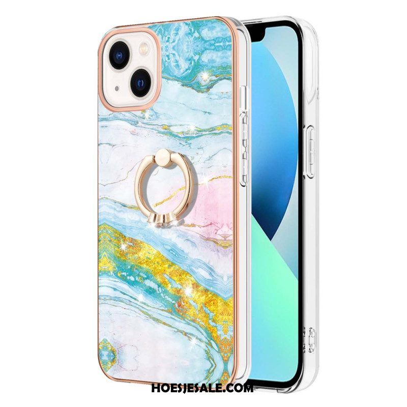 Hoesje voor iPhone 15 Plus Marmeren Stijl Met Steunring