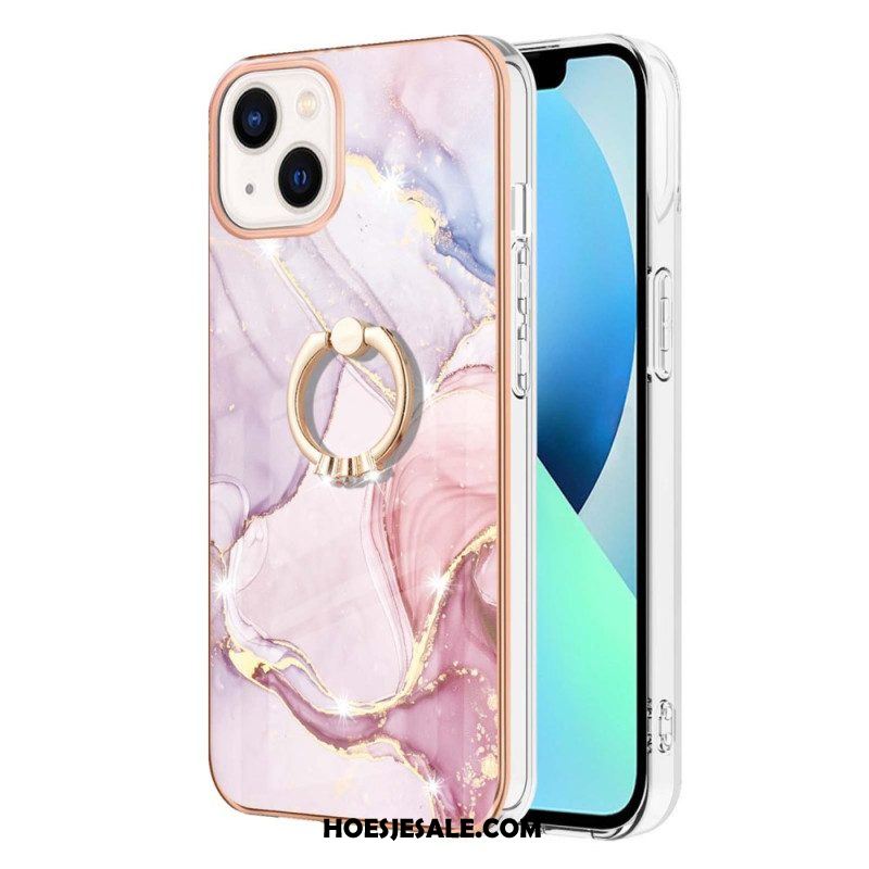 Hoesje voor iPhone 15 Plus Marmeren Stijl Met Steunring