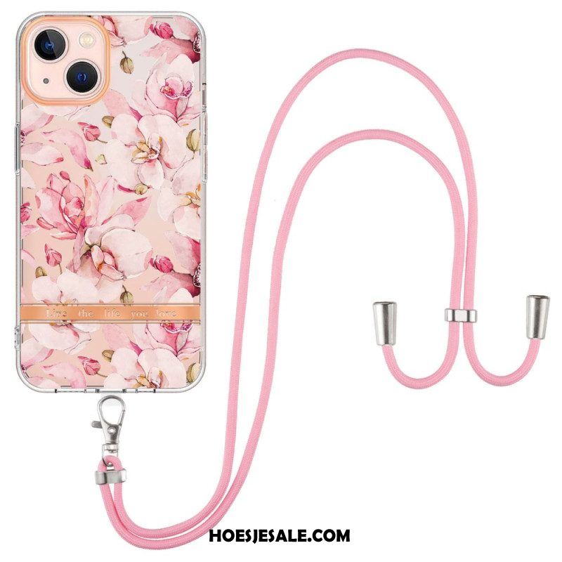 Hoesje voor iPhone 15 Plus Met Koord Cordonbloemen