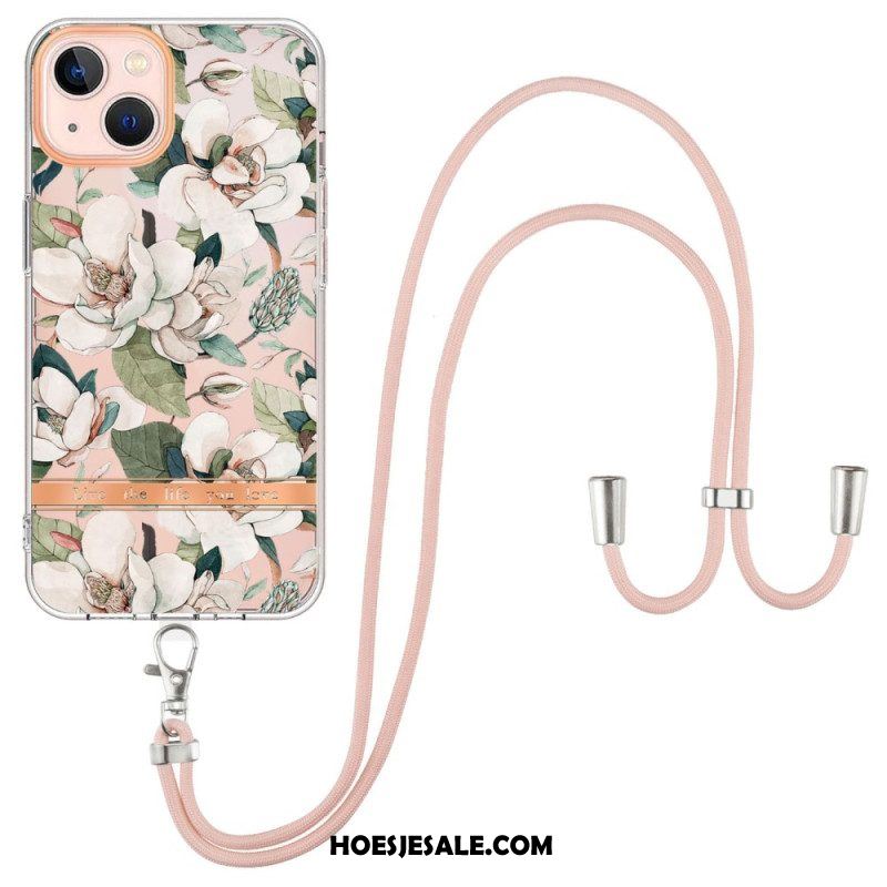 Hoesje voor iPhone 15 Plus Met Koord Cordonbloemen