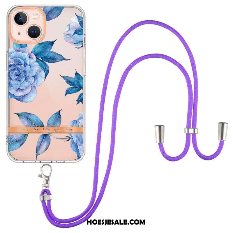 Hoesje voor iPhone 15 Plus Met Koord Cordonbloemen