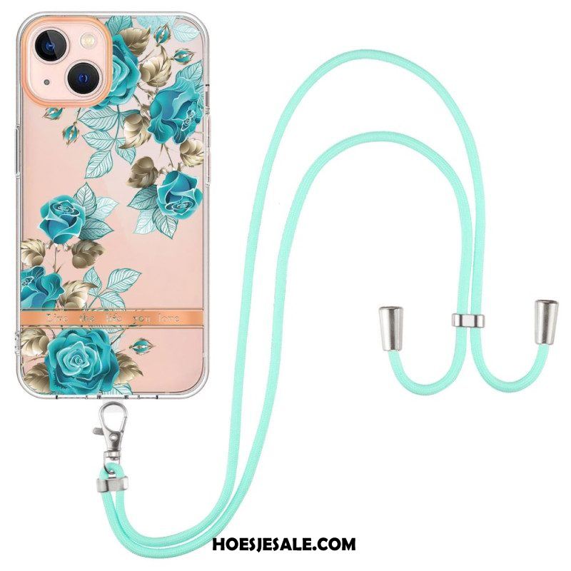 Hoesje voor iPhone 15 Plus Met Koord Cordonbloemen