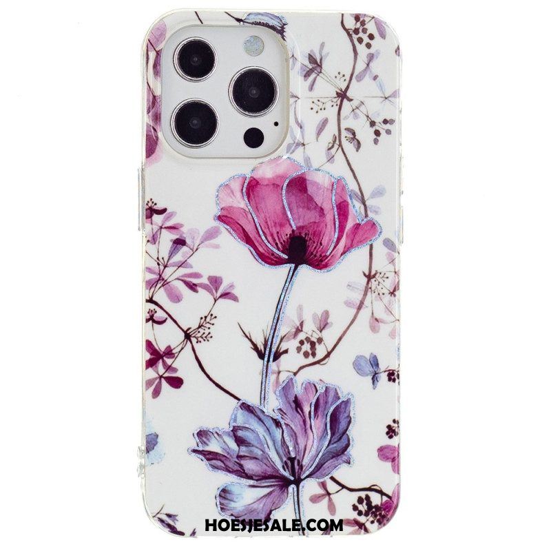 Hoesje voor iPhone 15 Pro Bloemenmarmer