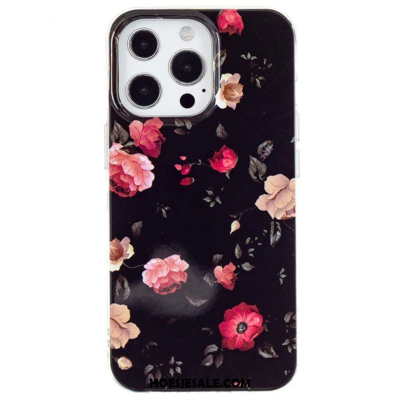 Hoesje voor iPhone 15 Pro Fluorescerende Bloemen