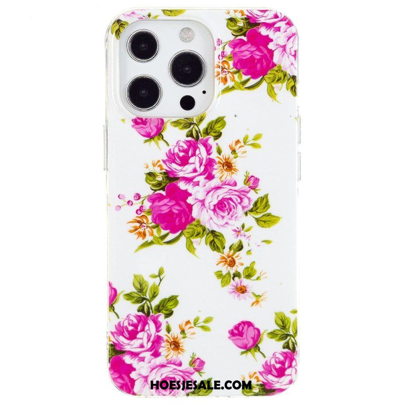 Hoesje voor iPhone 15 Pro Fluorescerende Bloemen