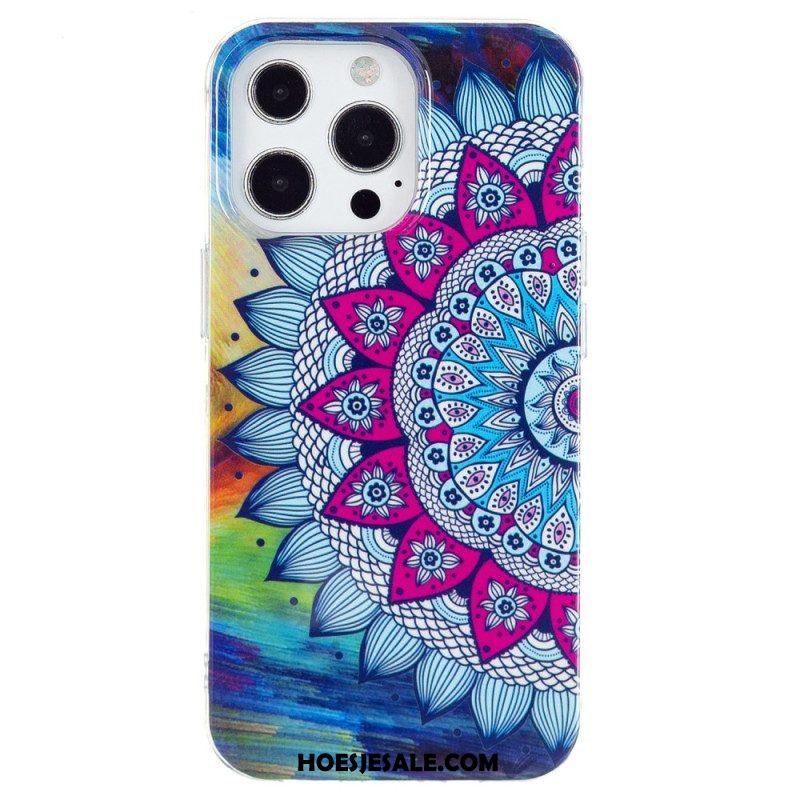 Hoesje voor iPhone 15 Pro Fluorescerende Mandala