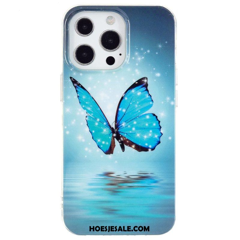 Hoesje voor iPhone 15 Pro Fluorescerende Vlinders