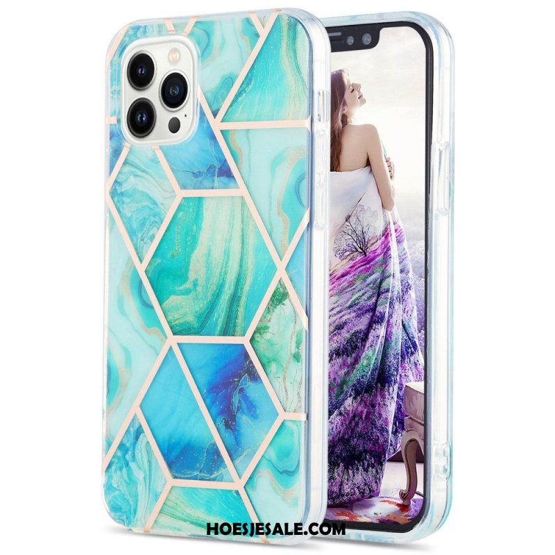 Hoesje voor iPhone 15 Pro Max Geometrisch Marmer