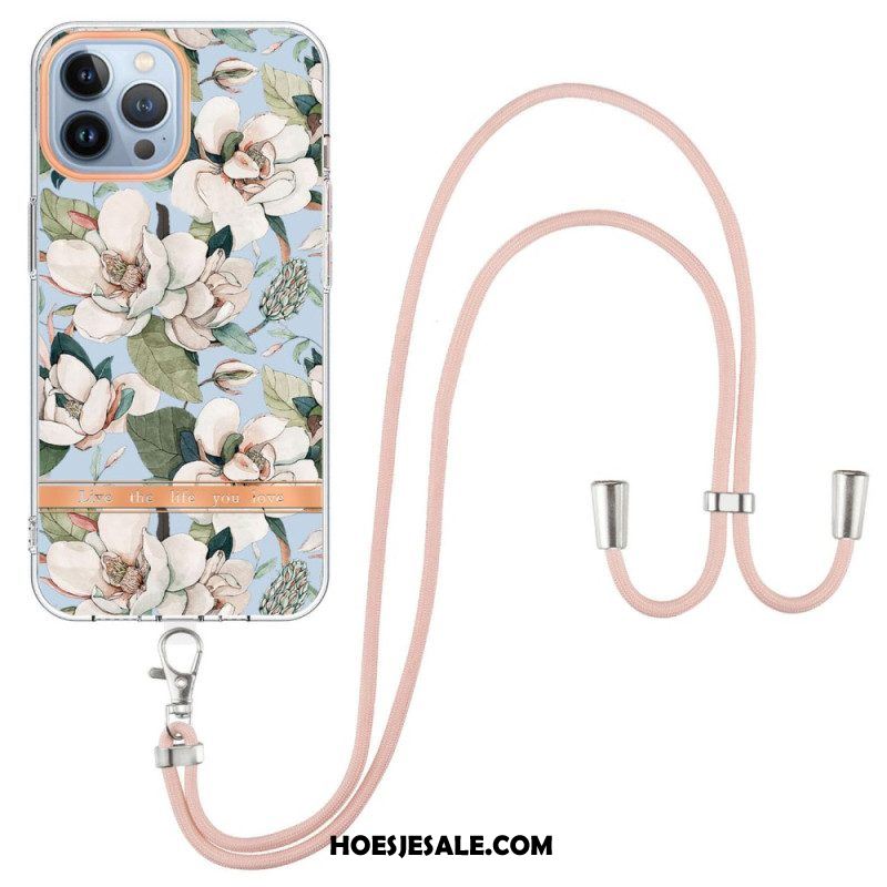 Hoesje voor iPhone 15 Pro Max Met Koord Cordonbloemen