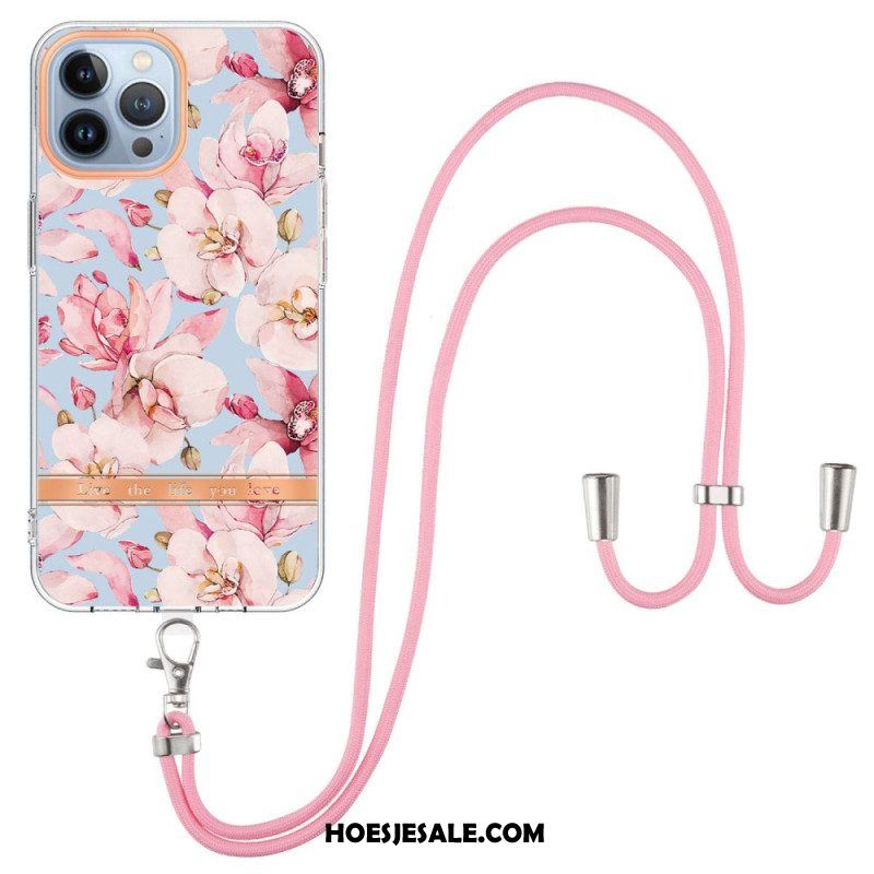 Hoesje voor iPhone 15 Pro Max Met Koord Cordonbloemen