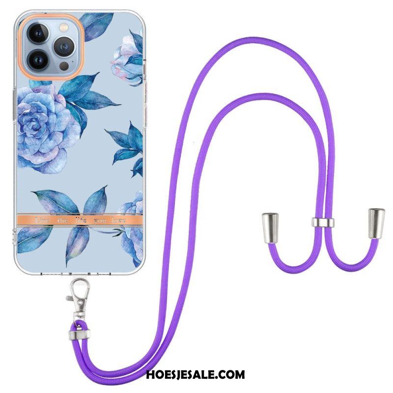 Hoesje voor iPhone 15 Pro Max Met Koord Cordonbloemen