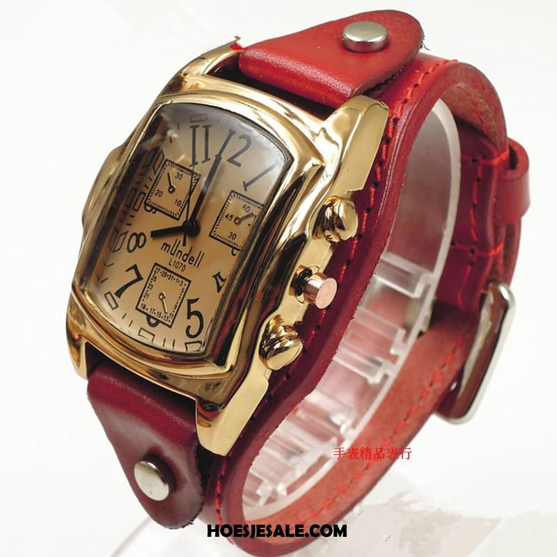 Horloges Dames Vierkante Leer Echte Zuiver Horlogeband Sale