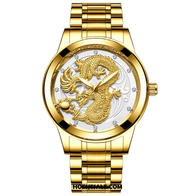 Horloges Heren Dragon Patroon Business Waterdicht Strass Student Sale