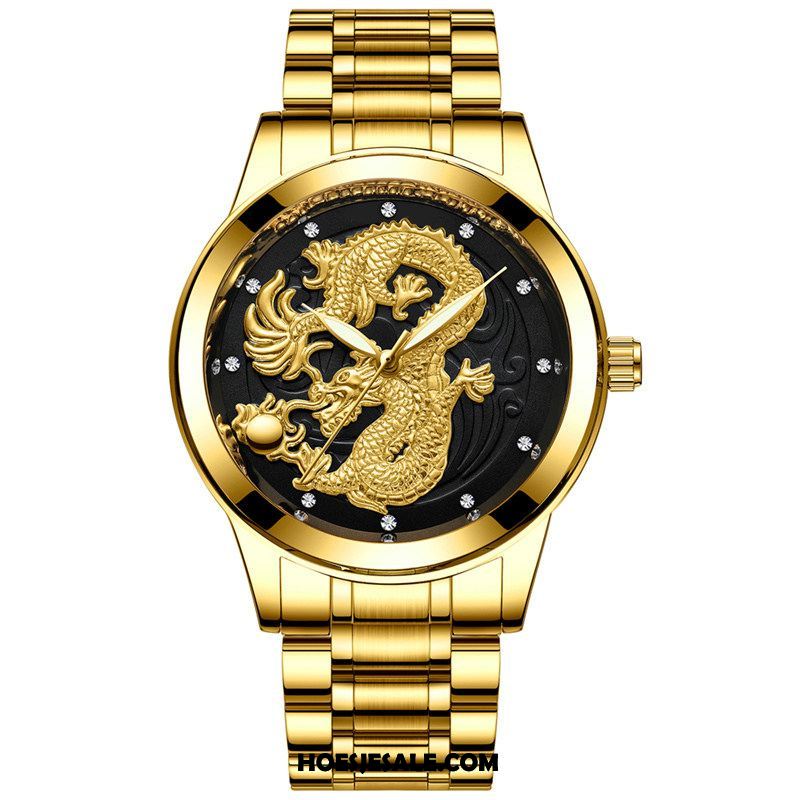 Horloges Heren Dragon Patroon Business Waterdicht Strass Student Sale