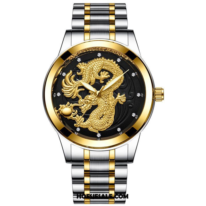 Horloges Heren Dragon Patroon Business Waterdicht Strass Student Sale