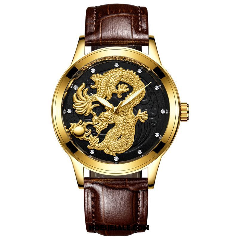 Horloges Heren Dragon Patroon Business Waterdicht Strass Student Sale
