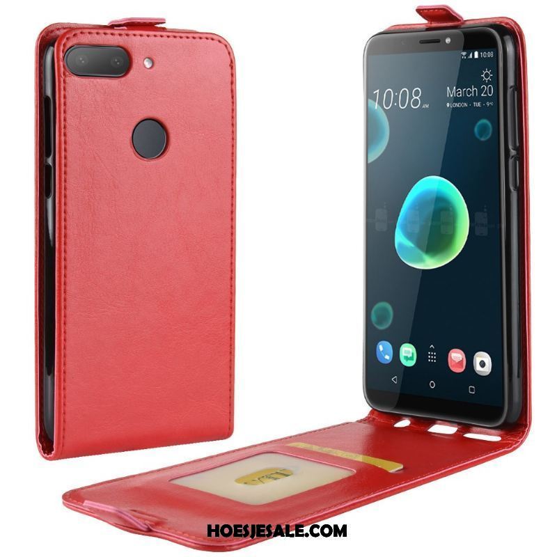 Htc Desire 12+ Hoesje Folio Mobiele Telefoon Leren Etui Hoes Rood Sale