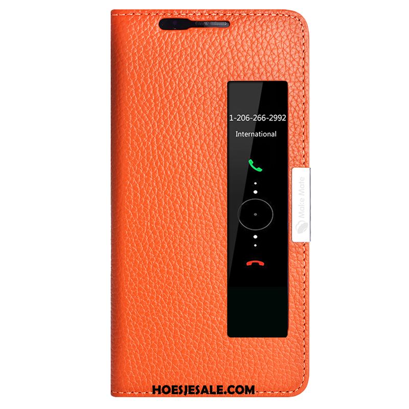 Huawei Mate 10 Pro Hoesje Echt Leer Mobiele Telefoon Rood Anti-fall Hoes Online