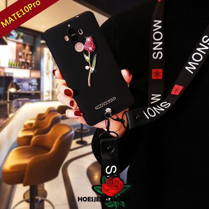 Huawei Mate 10 Pro Hoesje Met Strass Hanger Bescherming Zwart Hoes Goedkoop