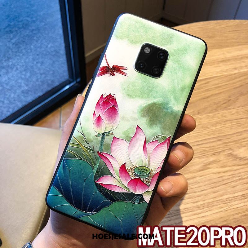 Huawei Mate 20 Pro Hoesje Anti-fall Siliconen Ring Reliëf Hoes Goedkoop