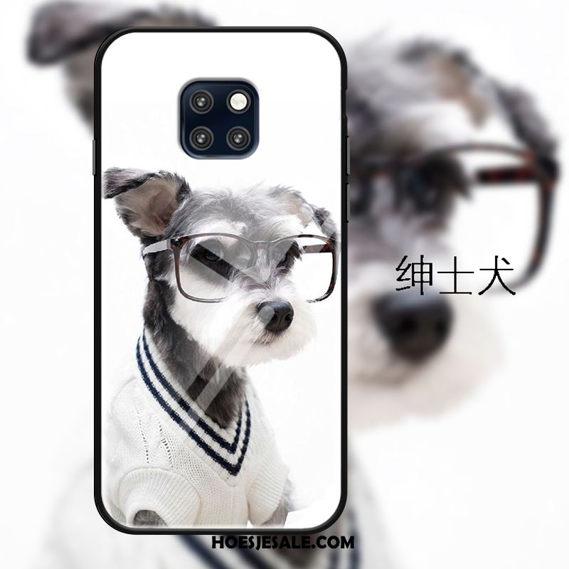 Huawei Mate 20 Pro Hoesje Gentleman Glas Hond Wit Lovers