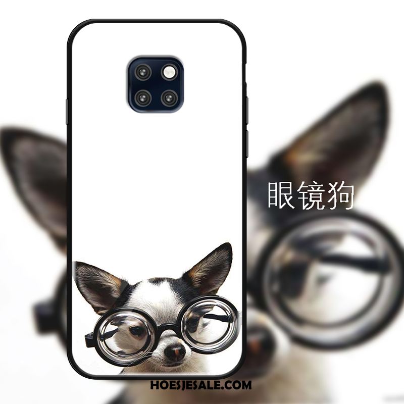 Huawei Mate 20 Pro Hoesje Gentleman Glas Hond Wit Lovers