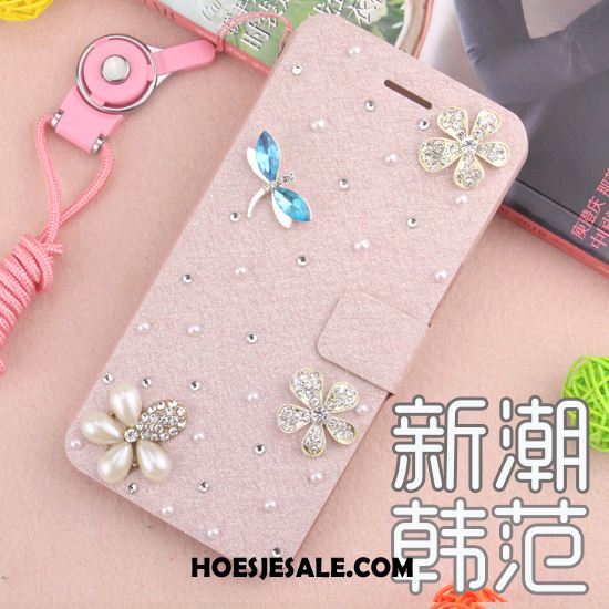 Huawei Mate 20 Pro Hoesje Met Strass Anti-fall Roze Leren Etui Bescherming Goedkoop