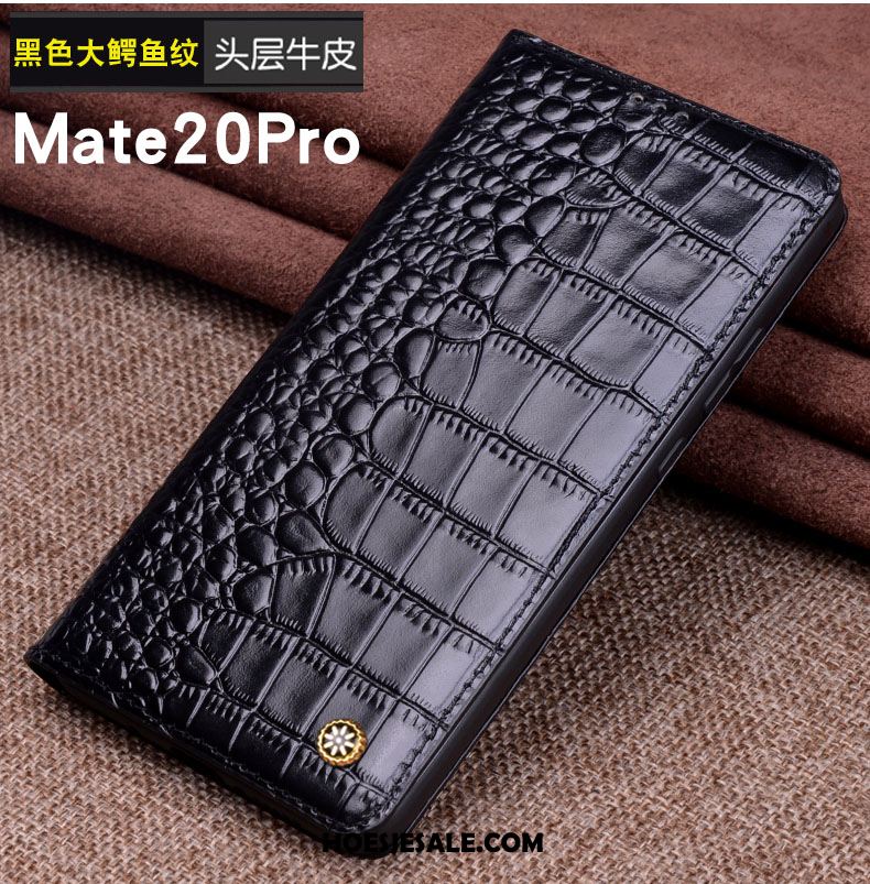 Huawei Mate 20 Pro Hoesje Zwart Grote Krokodillenleer Hoes Leren Etui Aanbiedingen