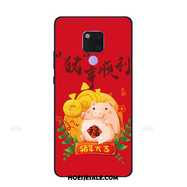 Huawei Mate 20 X Hoesje Chinese Stijl Vintage Schrobben Rood Mobiele Telefoon Aanbiedingen