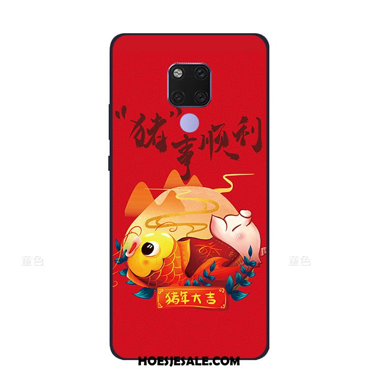 Huawei Mate 20 X Hoesje Chinese Stijl Vintage Schrobben Rood Mobiele Telefoon Aanbiedingen