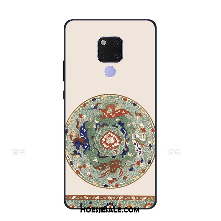 Huawei Mate 20 X Hoesje Groen Patroon Net Red Kwasten Vintage Korting