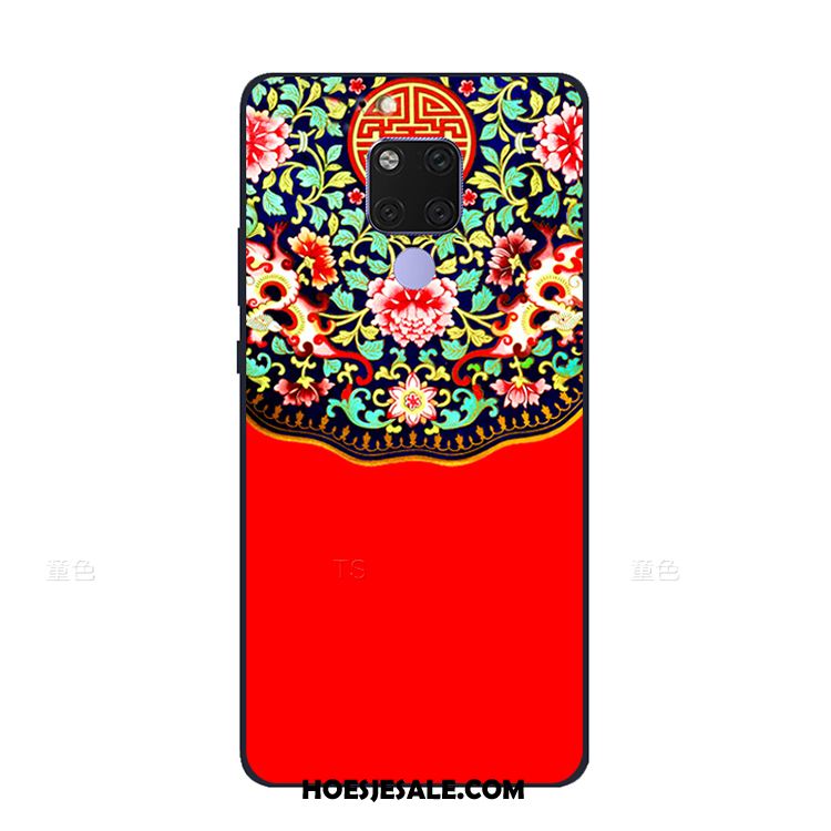 Huawei Mate 20 X Hoesje Groen Patroon Net Red Kwasten Vintage Korting