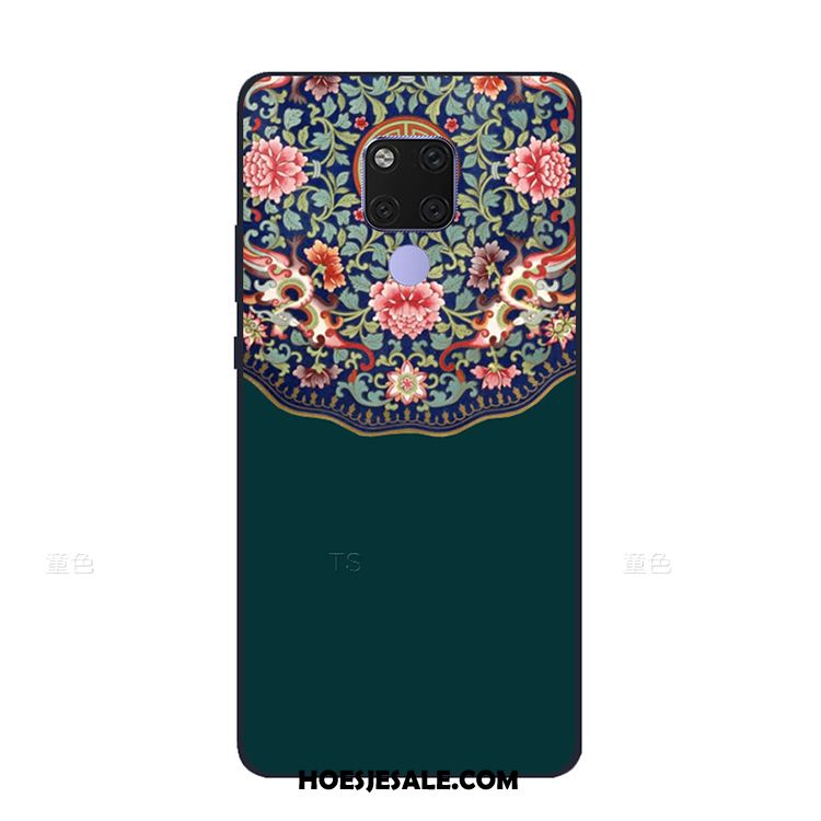 Huawei Mate 20 X Hoesje Groen Patroon Net Red Kwasten Vintage Korting